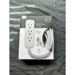 Jasco 15' Extension Cord w/ Flat Plug and 3 Grounded Outlets Indoor Use